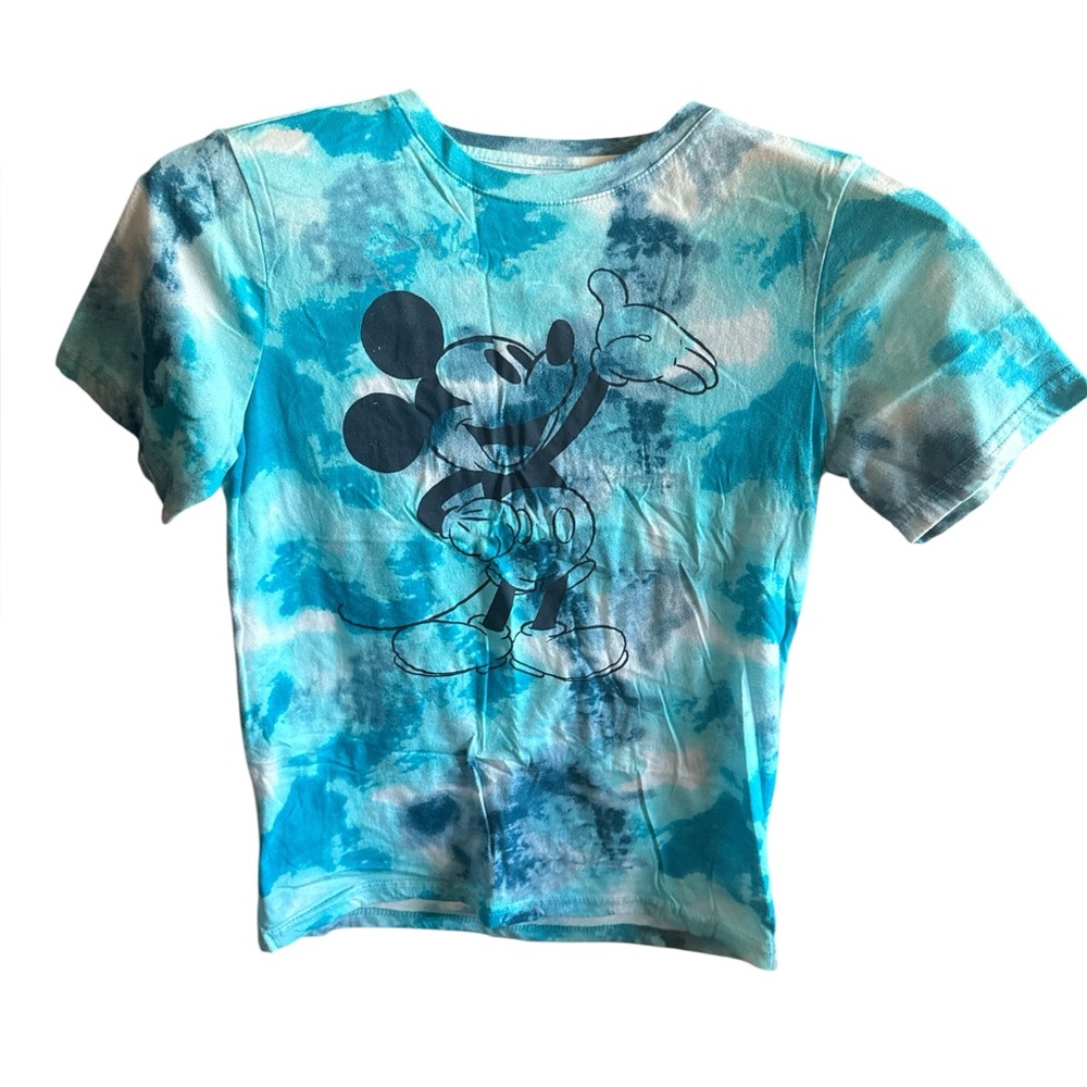 Disney Mickey Mouse Aqua Tie-Dye Kids T-Shirt Size Medium Unisex Tee Shirt Beach